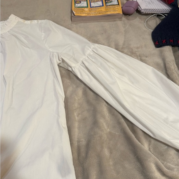 Worthington ladies’ large Regency Bishop Sleeve White Blouse ruffled collar - Picture 7 of 10